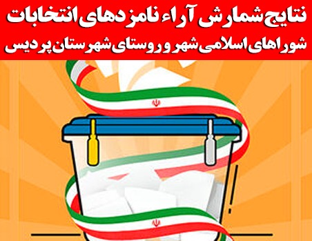 نتایج شمارش آراء نامزدهای انتخابات شوراهای اسلامی شهر و روستای شهرستان پردیس
